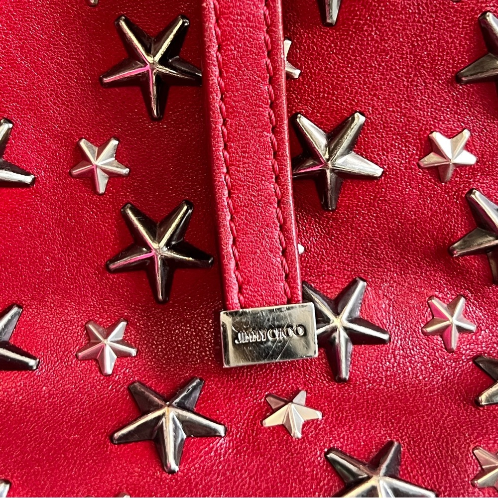 Jimmy Choo Small Sofia Red Leather Star Studded Handbag - EXCELLENT CONDITION - Picture 7 of 16